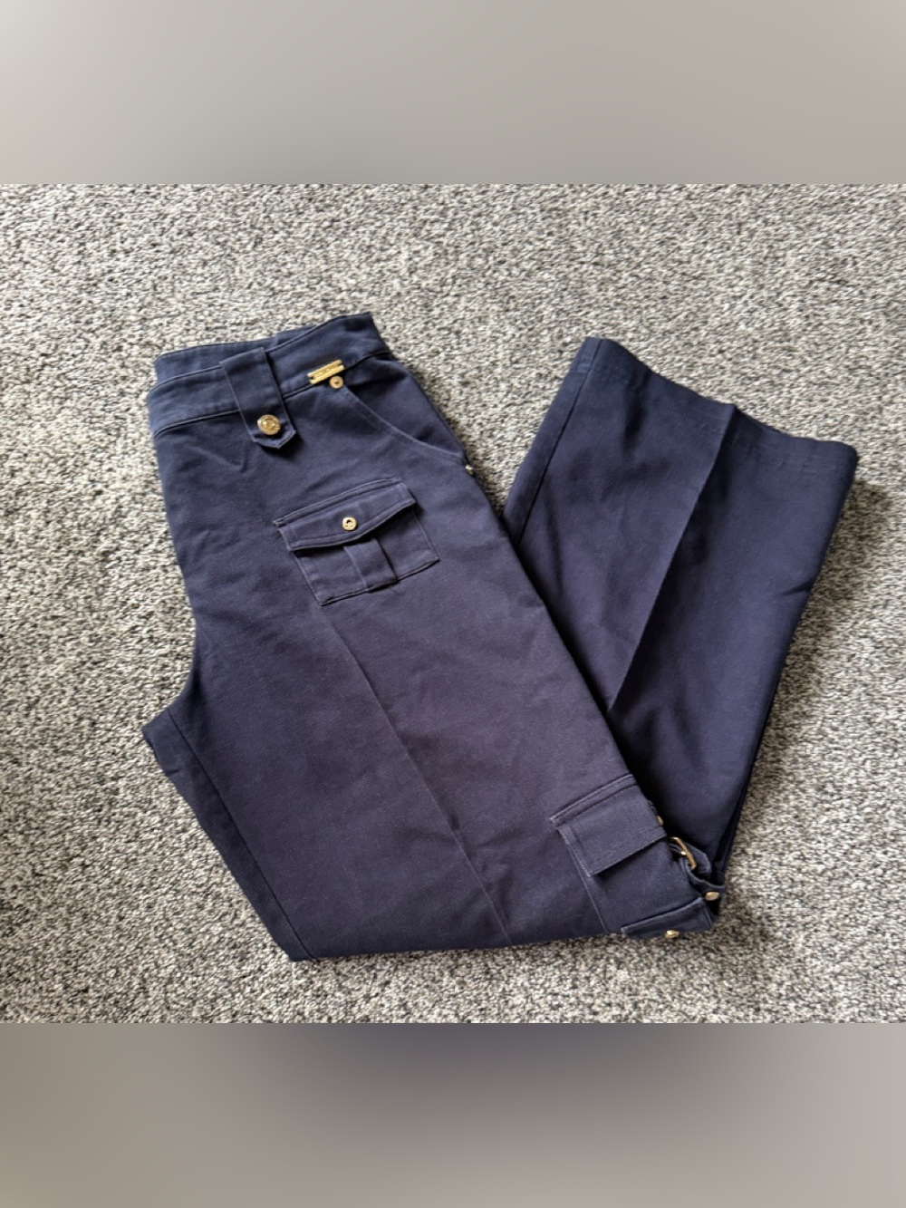 St. John Sport by Marie Gray navy blue cargo pants with gold hardware, size 10